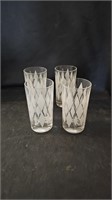 Vtg Marathon Oil Diamond etched Drinking Glasses