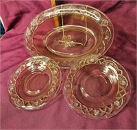 Depression glass Rosemary plates and dish