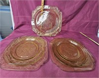 Depression glass plates 3-9", 2-7.5"