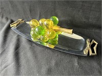 Lucite Acrylic grapes on driftwood