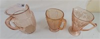 Pink Depression Glass Pitcher Lot