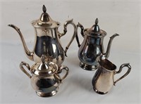 Silverplate Teapots & Creamer/ Sugar Caddy