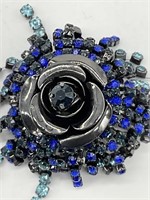 RARE Pinko Blue Crystal Waterfall Style Brooch