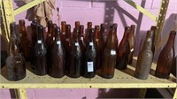 Large Shelf Lot of Assorted Brewing Bottles Good