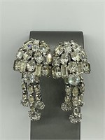 1930's Brilliant Baguette Rhinestone FINE Earrings