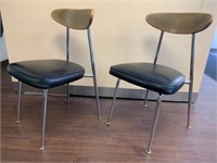 Pair of Mid Century Chairs - Chrome, Wood, Black