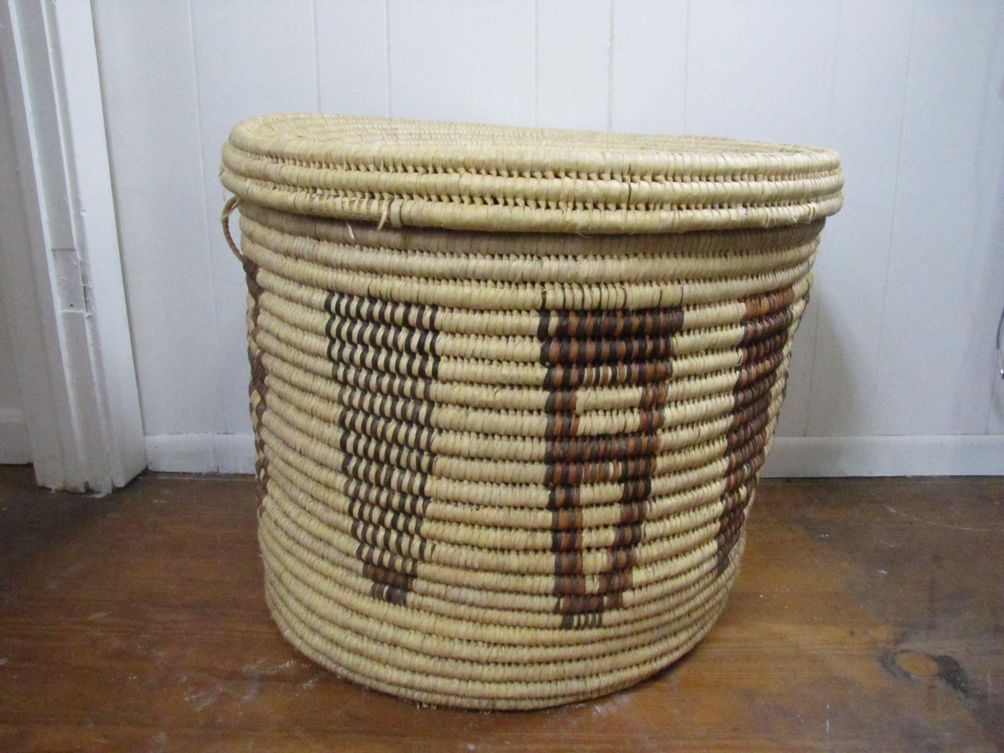 Vintage Papago Indian Basket w/ Lid
