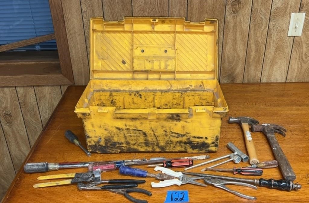 Tool box( doesn’t have latches) and hand tools