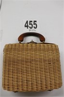 Vintage Wicker & Leather Hand Bag(R1)