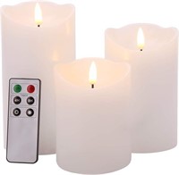 35$-Eywamage White Flameless Pillar Candles with