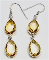 925 Sterling Silver 12.60 cts Citrine Earrings