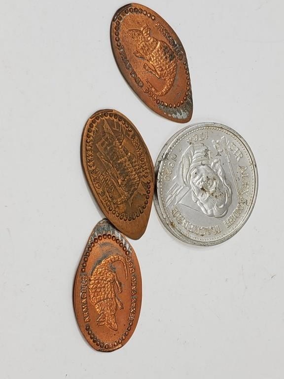 Funky token Lot Flattened Pennies & Medallion
