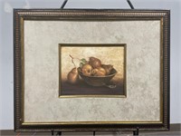 Vintage Pears in a Bowl Framed Art Print