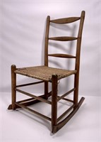 Ladderback rocker, oak splint seat (corners are
