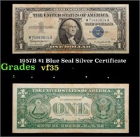 1957B $1 Blue Seal Silver Certificate Grades vf++