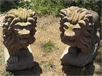 Pair of vintage heavy large concrete lions