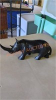 Hand carved rhino statue 9" long