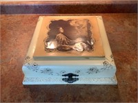 Vintage jewelry box and contents