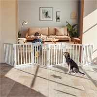 ZJSF Freestanding Indoor Dog Gate for House Foldab
