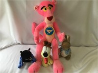Selection of 4 Vintage Stuffed Animals-Pink Panthe