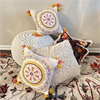 Decorative Throw Pillows + Poof