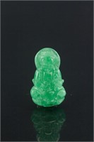 Chinese Green Jadeite Carved Guanyin Pendant