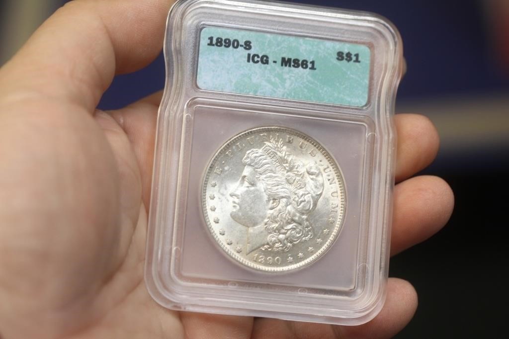 ICG Graded 1890-S Morgan Silver Dollar