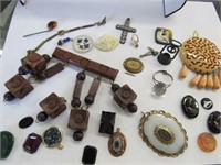 Jewelry Parts Glass Cameos, Horseshoe, Pendants
