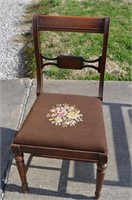 Antique Needlepoint Seat Accent Chair