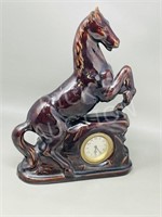 ceramic horse mantel clock - 12" tall