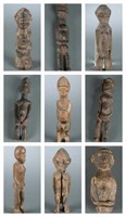 9 African carved figures. 20th century.