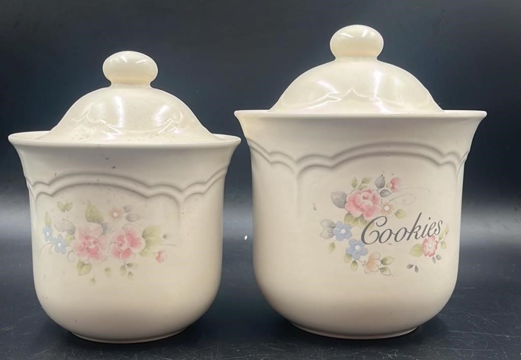 Vtg Pfaltzgraff Tea Rose Cookie Jar & Canister