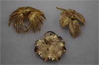 3 COSTUME JEWELRY BROOCHES MONET TRIFARI SIGN