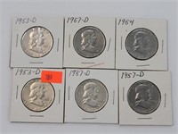 6- Franklin Half Dollars