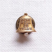 14K Gong Bell w/ Diamond Lapel Pin