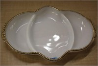 FIREKING MILK GLASS DIVIDED RELISH TRAY