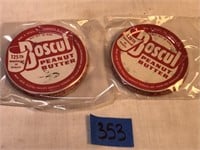 2 Vintage Boscul Peanut Butter Lids