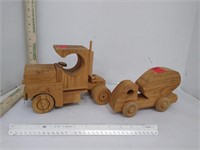 Wooden Toy Semi & Concrete Trucks