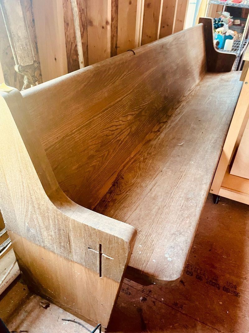 Antique wooden church bench