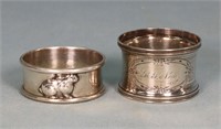 (2) Antique Sterling Silver Napkin Rings