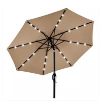 New 9ft. Tilted LED Patio Umbrella, Tan