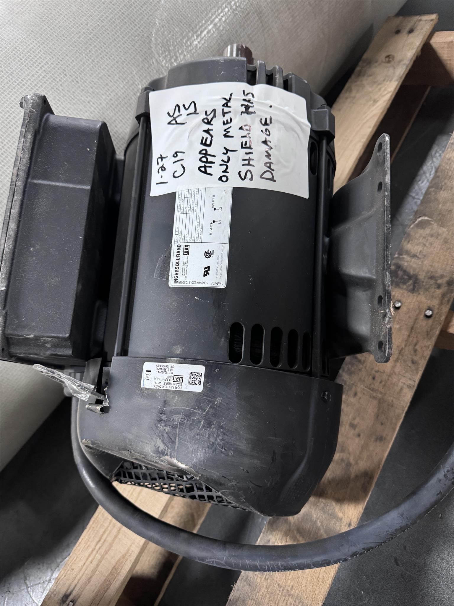 AS IS  $2,406 Motor, 1-Phase, Ingersoll Rand C19