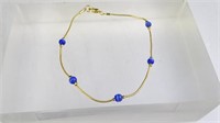 Gold Toned Bracelet w/ Faux Lapis Beads