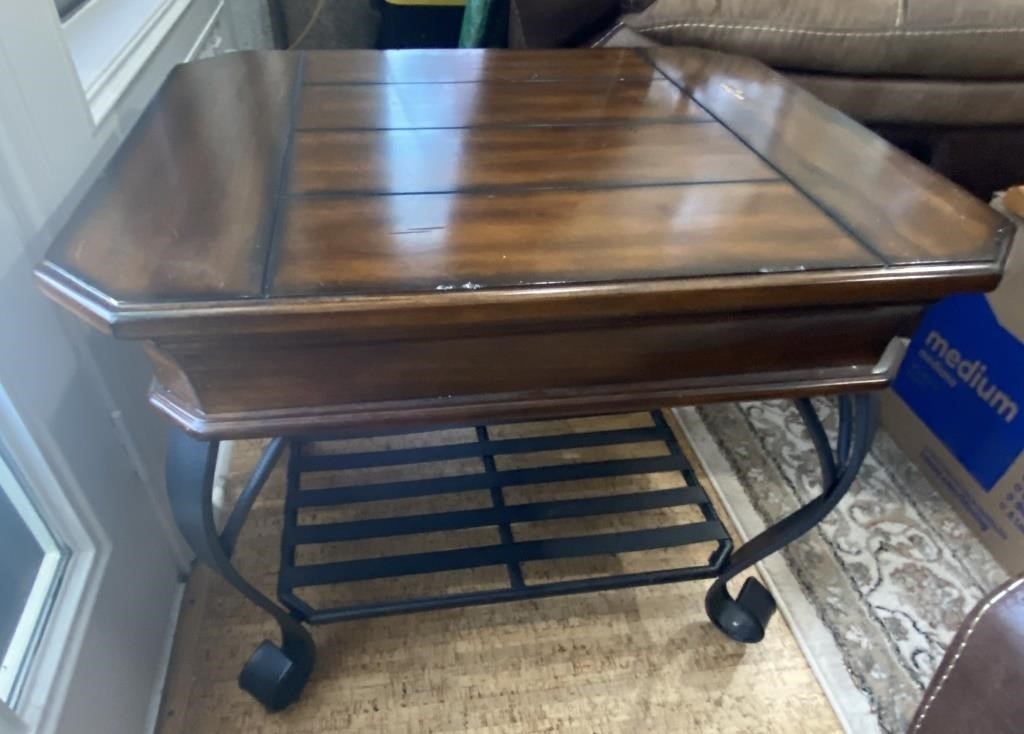 HEAVY WOOD SIDE TABLE