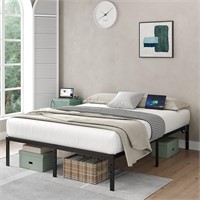 Queen Bed Frame with Charging Station  14 Inch