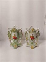 Pair MCM Opalescent Ceramic Vases Brazil U15B