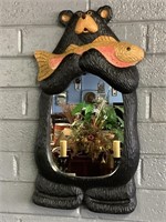 Bear W/Fish Mirror, 26in Tall X 14in Wide