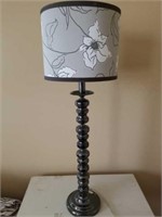 Beautiful Metallic Tall Lamp with Floral Shade