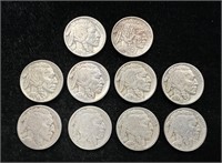 Lot of 10 Buffalo Nickels