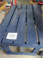 Wooden patio table, on casters, painted U of I